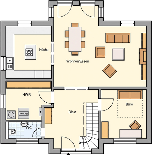 EWA-Landhaus Altmark 172qm Hausbau Berlin Brandenburg Magdeburg Grundriss Erdgeschoss