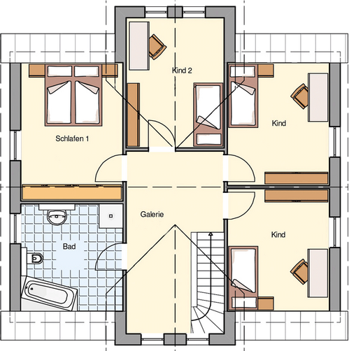 EWA-Landhaus Altmark 172qm Hausbau Berlin Brandenburg Magdeburg Grundriss Dachgeschoss