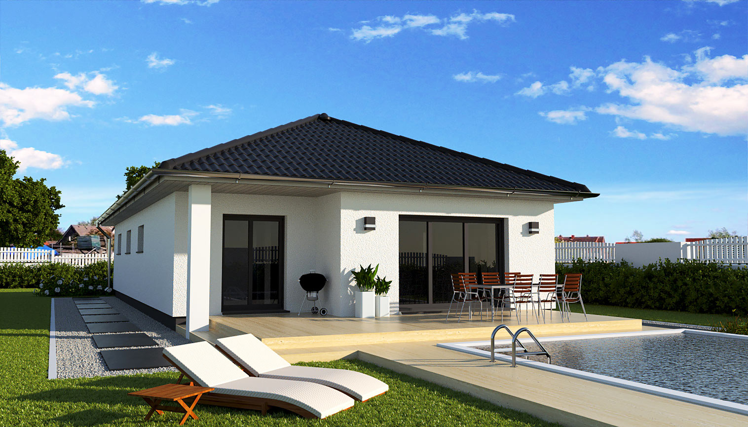 EWA-Bungalow-Spreeblick-116qm-Massivhausbau-Leipzig-Halle-Wittenberg-Rückansicht EWA-Bungalow Spreeblick 116qm Massivhausbau Leipzig Halle Wittenberg Rückansicht
