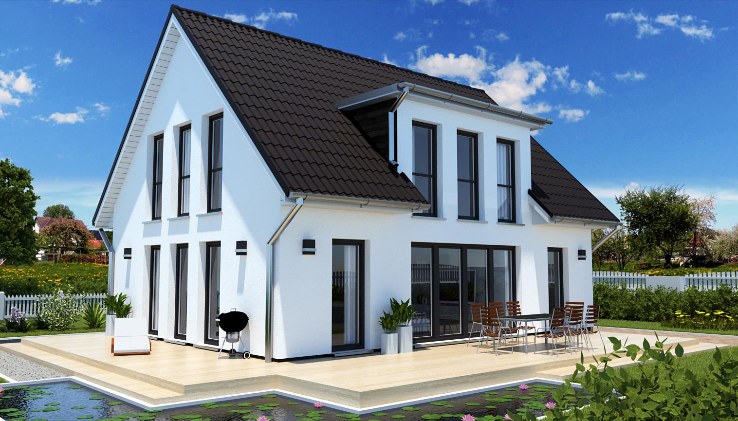 EWA-Landhaus-Schönwalde-143qm-Hausbau-Berlin-Brandenburg-Potsdam-Rückansicht EWA-Landhaus Schönwalde 143qm Hausbau Berlin Brandenburg Potsdam Rückansicht