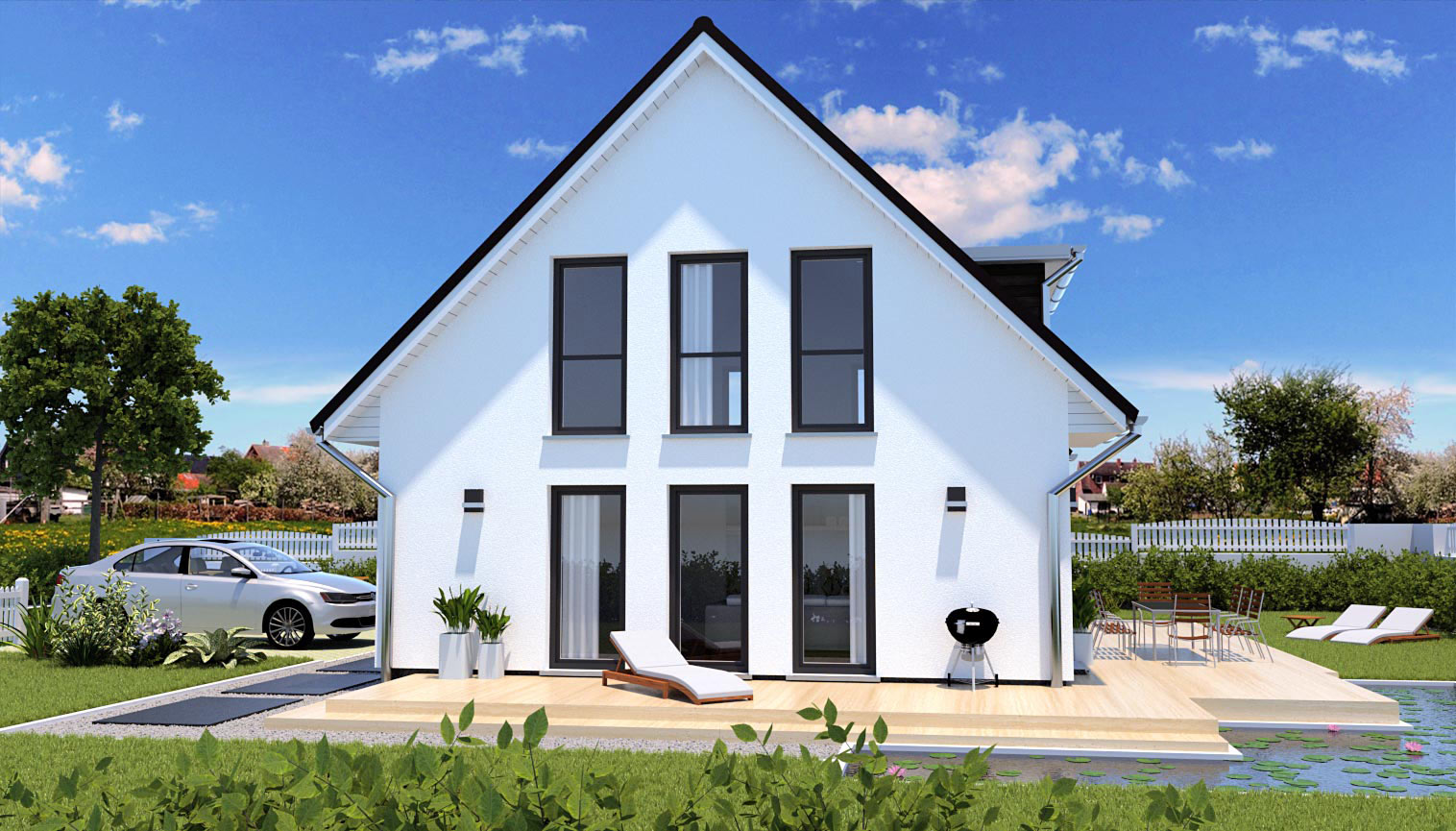 EWA-Landhaus-Schönwalde-143qm-Hausbau-Berlin-Brandenburg-Potsdam-Seitenansicht EWA-Landhaus Schönwalde 143qm Hausbau Berlin Brandenburg Potsdam Seitenansicht