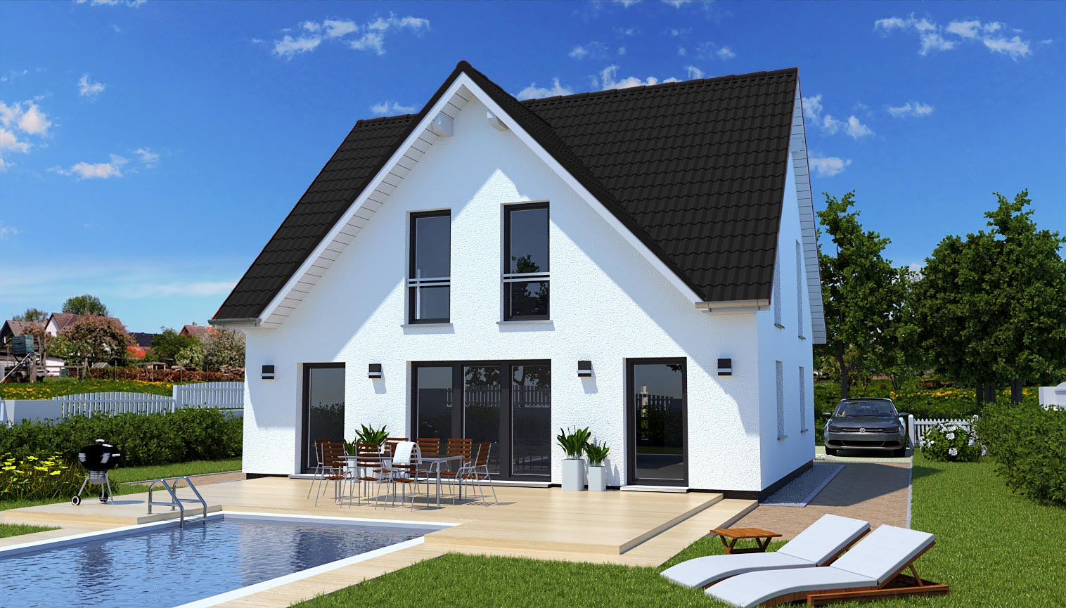 EWA-Landhaus-Teltow-164qm-Hausbau-Berlin-Brandenburg-Potsdam-Rückansicht EWA-Landhaus Teltow 164qm Hausbau Berlin Brandenburg Potsdam Rückansicht