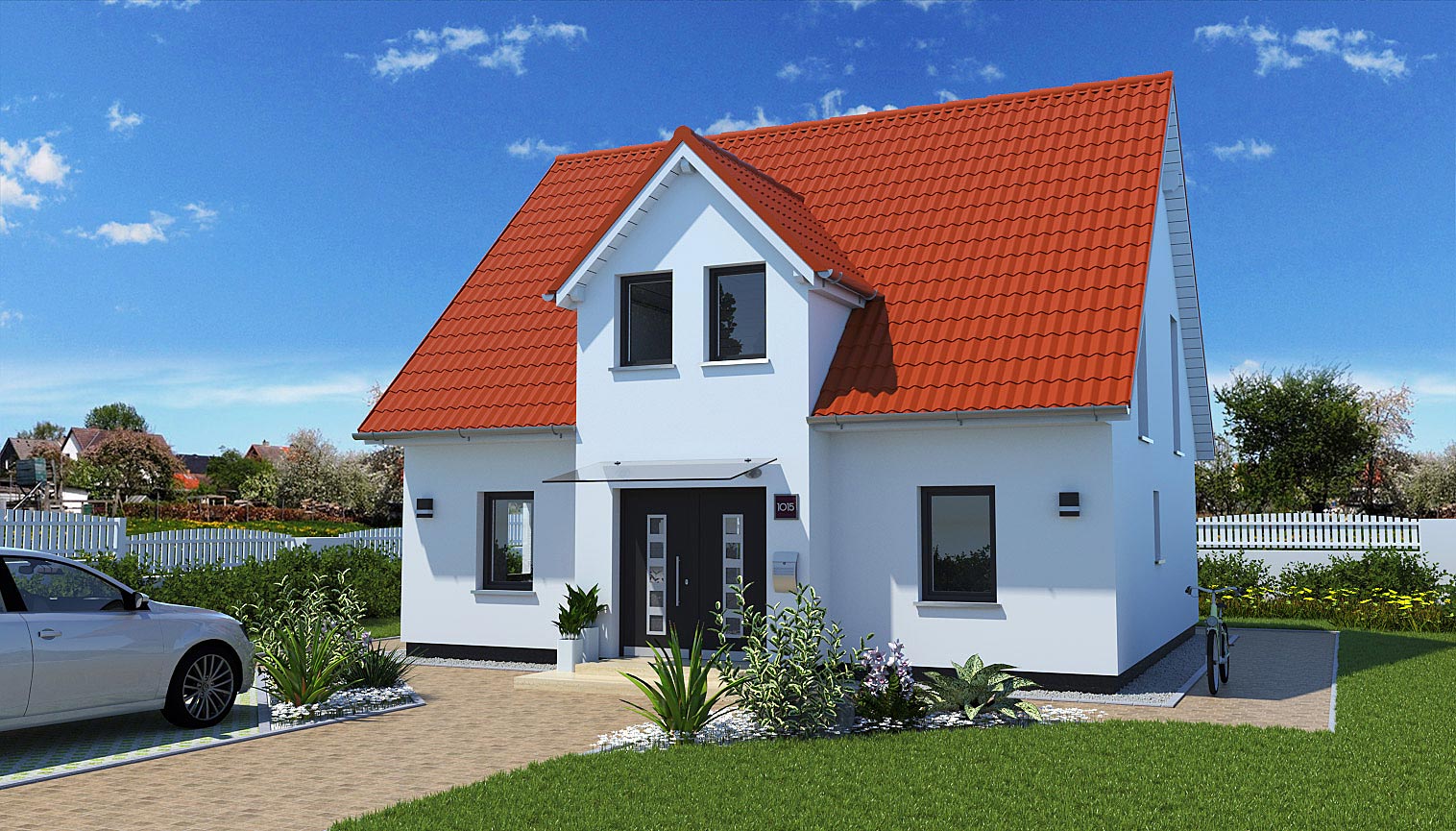 EWA-Landhaus-Teltow-164qm-Hausbau-Berlin-Brandenburg-Potsdam-Vorderansicht EWA-Landhaus Teltow 164qm Hausbau Berlin Brandenburg Potsdam Vorderansicht