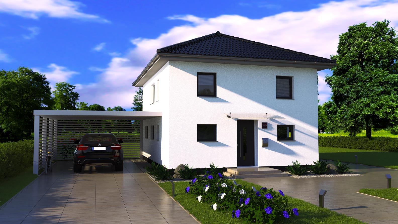 EWA-Stadtvilla-Halle-153qm-Hausbau-Berlin-Brandenburg-Magdeburg-Vorderansicht EWA-Stadtvilla Halle 153qm Hausbau Berlin Brandenburg Magdeburg Vorderansicht