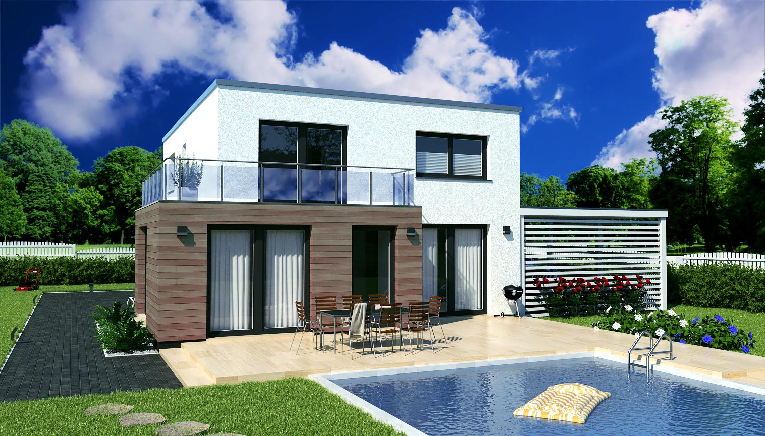 EWA-Stadtvilla-Halle-Kubus-164qm-Hausbau-Berlin-Brandenburg-Magdeburg-Rückansicht-dunle-Holzfassade EWA-Stadtvilla Halle Kubus 164qm Hausbau Berlin Brandenburg Magdeburg Rückansicht dunle Holzfassade