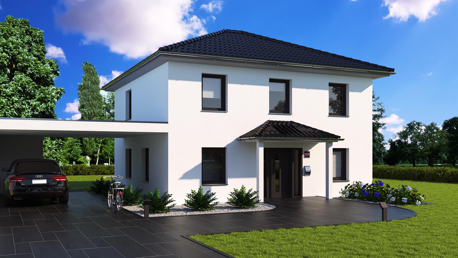 EWA-Stadtvilla-Potsdam-143qm-Hausbau-Berlin-Brandenburg-Potsdam-Vorderansicht EWA-Stadtvilla Potsdam 143qm Hausbau Berlin Brandenburg Potsdam Vorderansicht